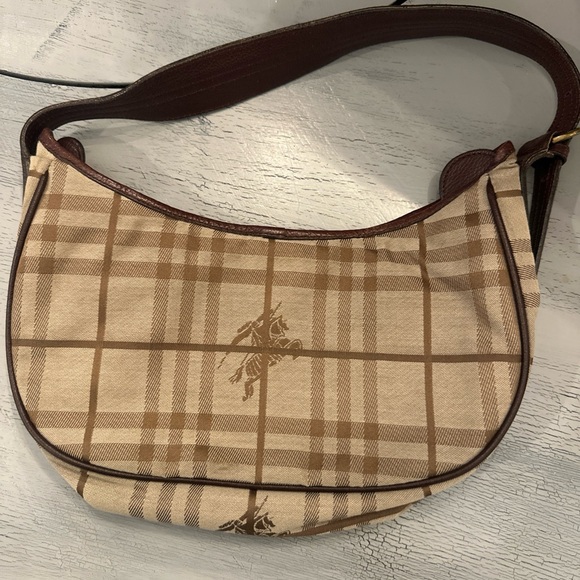 Burberry Checkered Beige and Brown Shoulder Bag VINTAGE - Picture 1 of 4